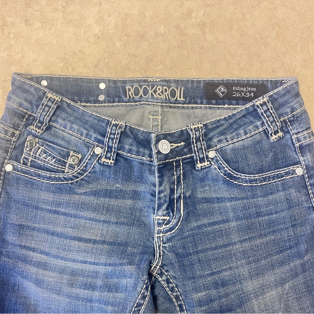 Rock & Roll Jeans woman saddle stitch style with crystal studs